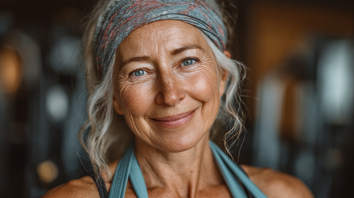 Группа людей старшего возраста занимается йогой в парке